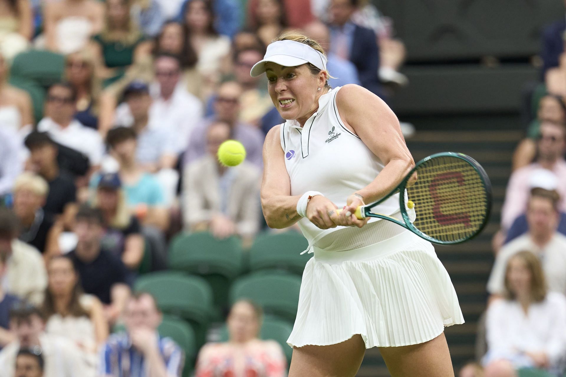 Anastasia Pavlyuchenkova hits a backhand at Wimbledon | Image Source: Getty